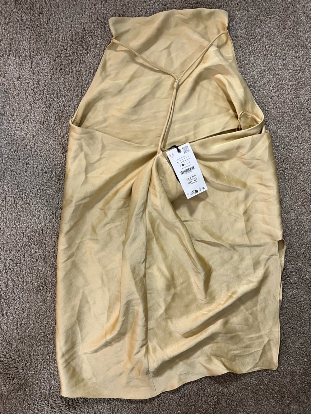 Zara Gold Satin Halter Tunic Top